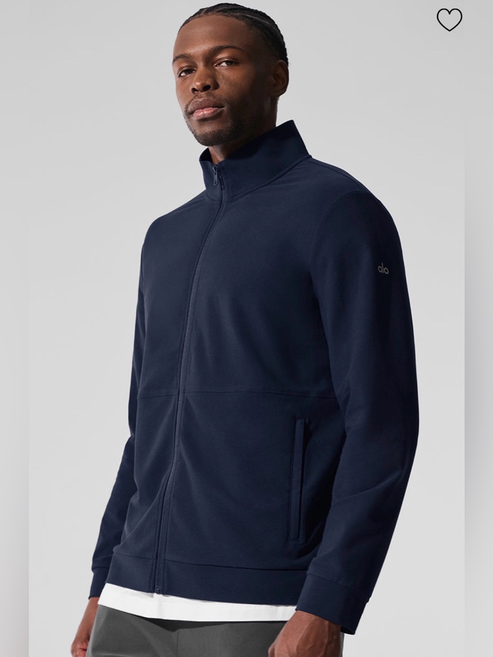 Alo Yoga Conquer Max Mock Neck Full Zip Navy Size XL